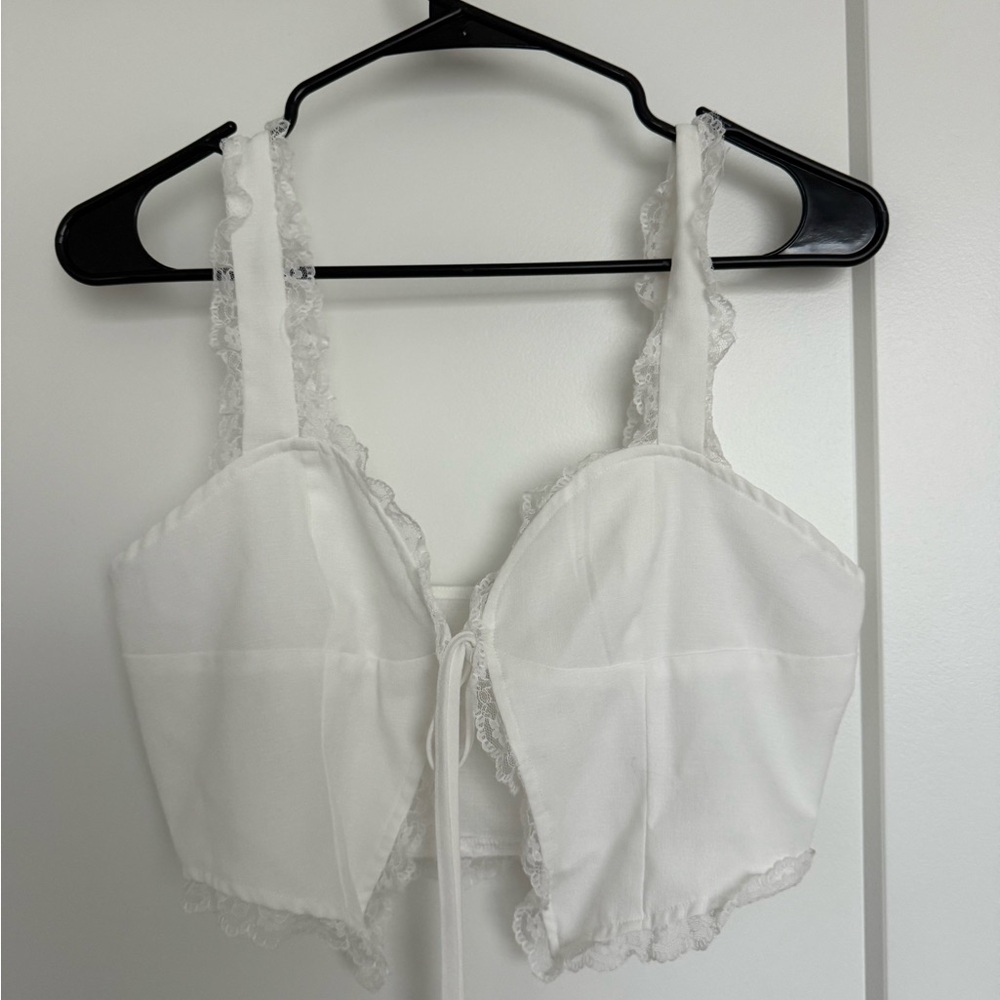 PacSun White Lace Trim Tank Top